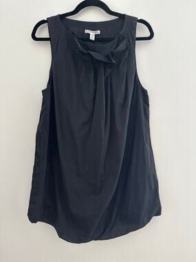 ……trinity Cotton Silk Ruffle Neck Sleeveless Blouse Women's Medium Black